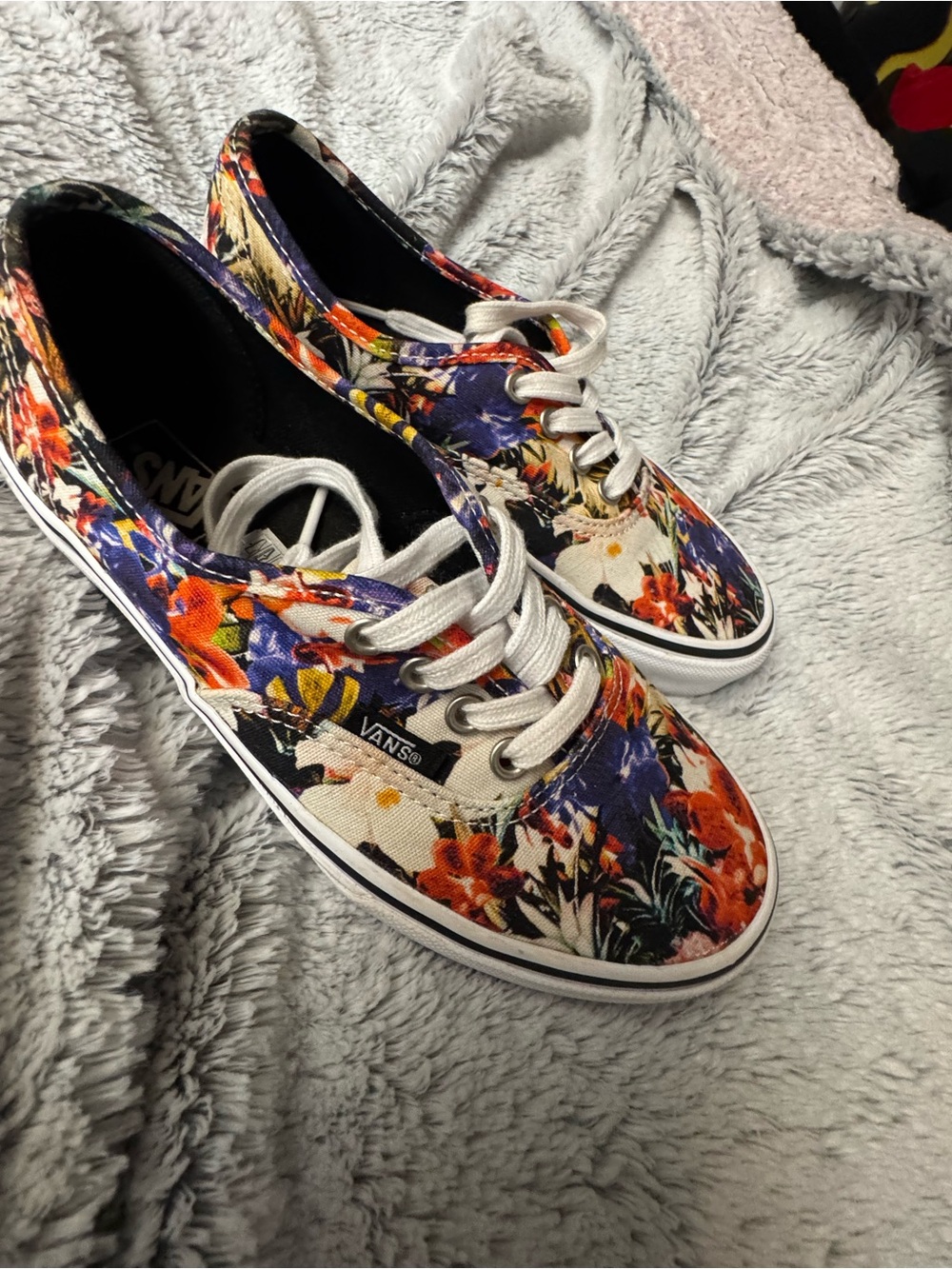 Vans Women's Floral Canvas Sneakers in Orange, Blue & White
